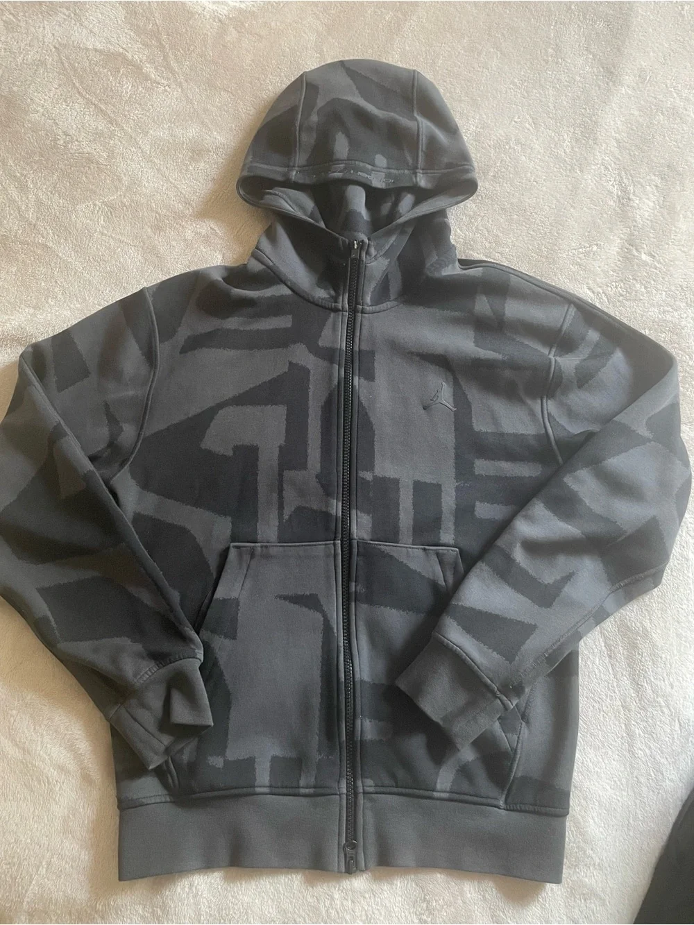 Jordan Sport Men's Black & Charcoal Geometric Zip Hoodie